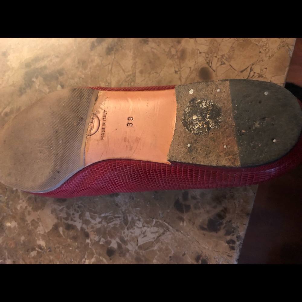 Chanel red lizard signature flats genuine - Picture 2 of 5
